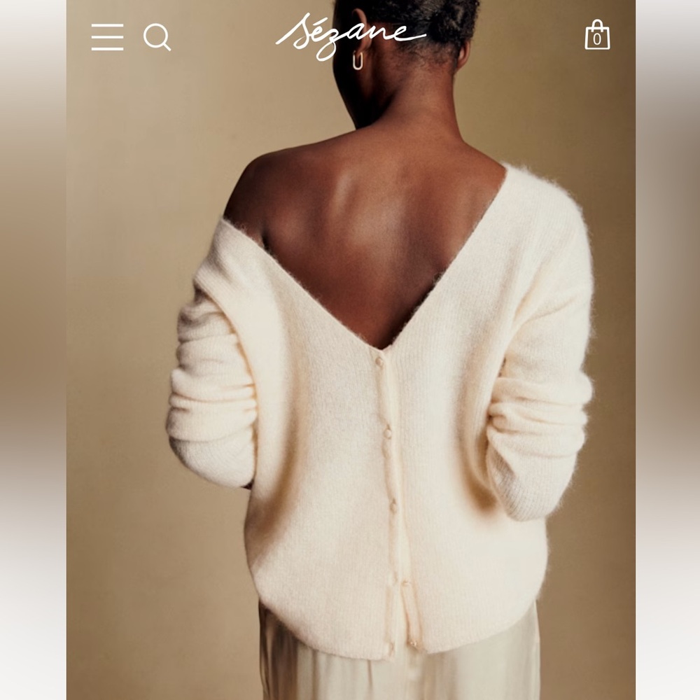 🥥🐇Sezane BARRY CARDIGAN in Ecru/Cream Women's Sweater